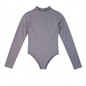 ZARA NWT Soft Lavender Mauve Long Sleeve Mock Neck Ribbed Open Back Bodysuit